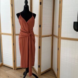 SNDYS Burnt Orange Tie Dress